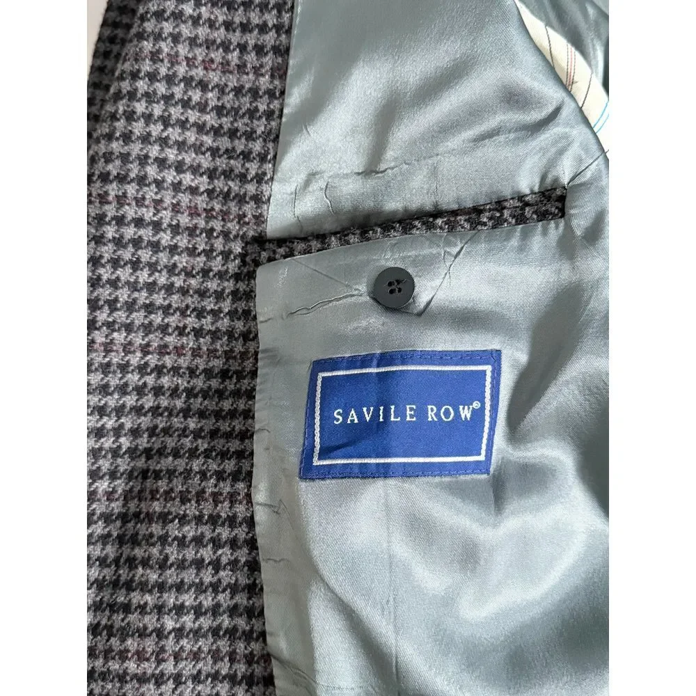 Vtg Houndstooth Blazer‎ Jacket Mens 44R Gray Lambswool Blend Eclectic Grandpa - Picture 7 of 14